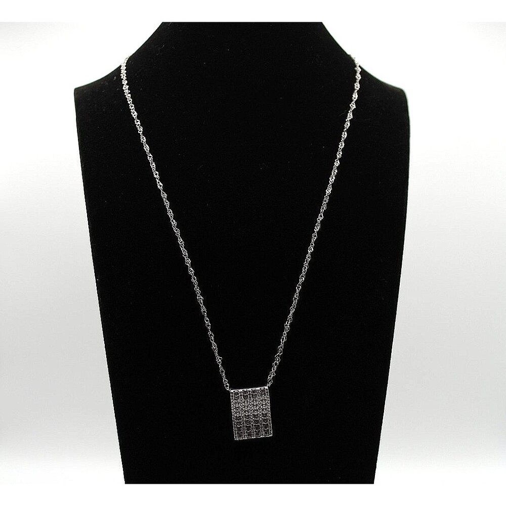 18" 925 Sterling Silver BBJ Pave Cubic Zirconia Solitaire Pendant Necklace 4g